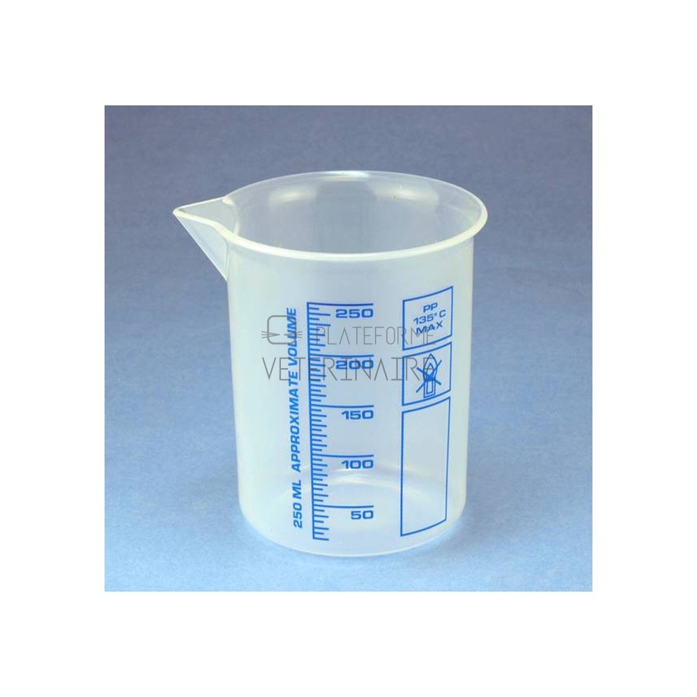 BECHER PLASTIQUE POLYPROPYLENE GRADUE 100 ML